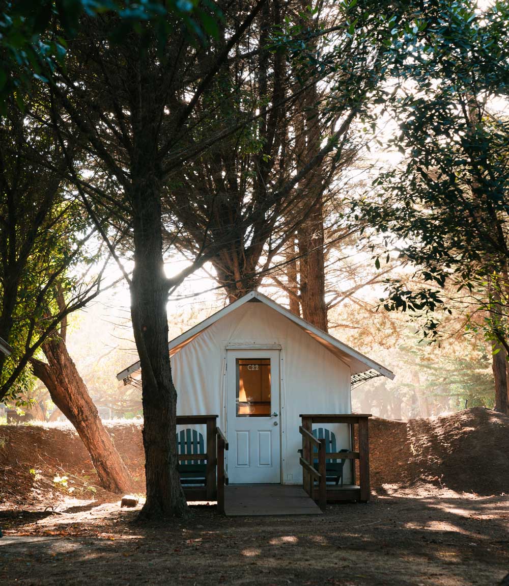 California glamping tent exterior