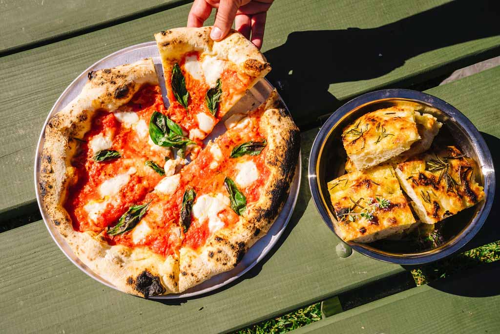 Pine Tent wood oven pizza