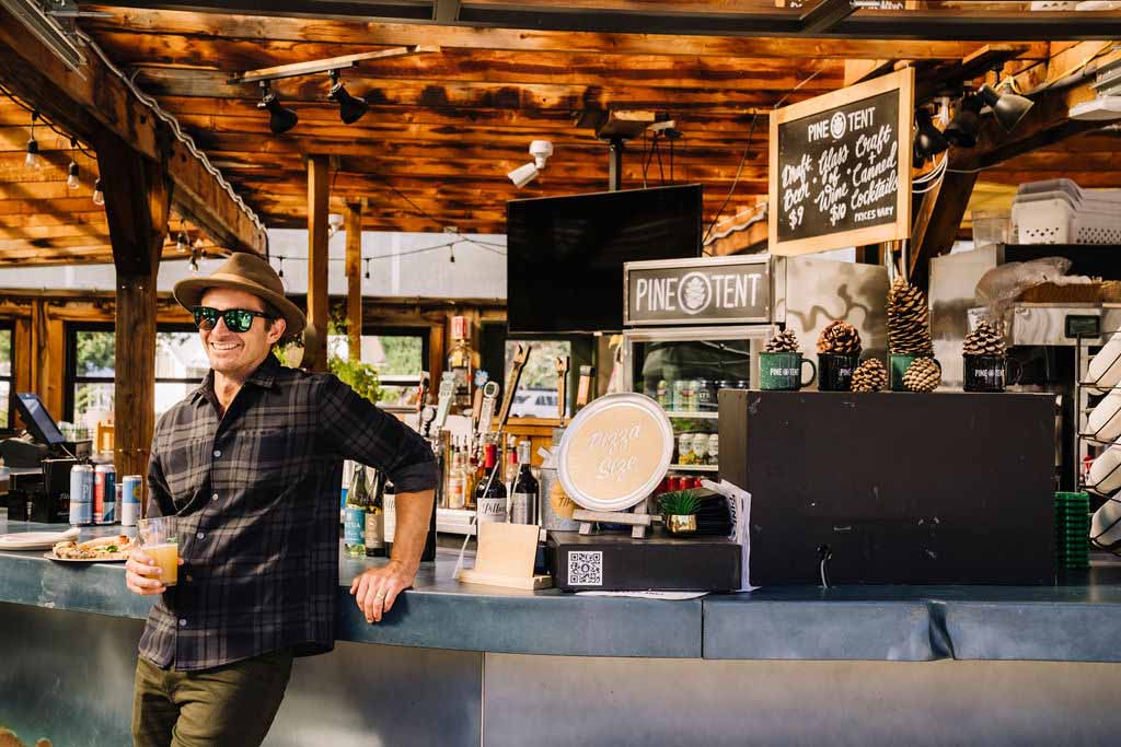 Pine Tent outdoor wood oven pizza and bar